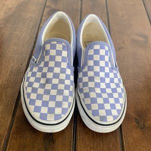 Vans Lavender White Checked Slip On Junior Kids Size 4
